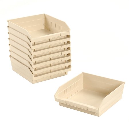 AKRO-MILS Plastic Nesting Storage Bin, 11-1/8 in W x 11-5/8 in D x 4 in H Beige QSB109IV